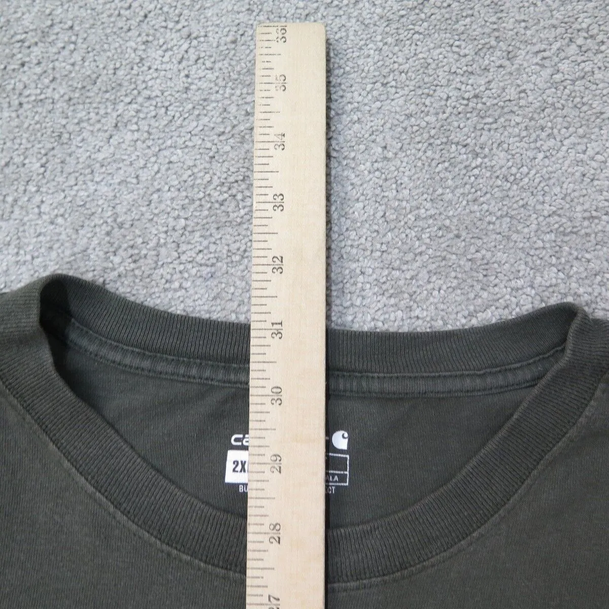 Carhartt Shirt Mens 2XL Olive Green Loose Fit Crew Neck Tee Short Sleeve Pocket
