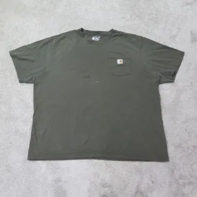 Carhartt Shirt Mens 2XL Olive Green Loose Fit Crew Neck Tee Short Sleeve Pocket