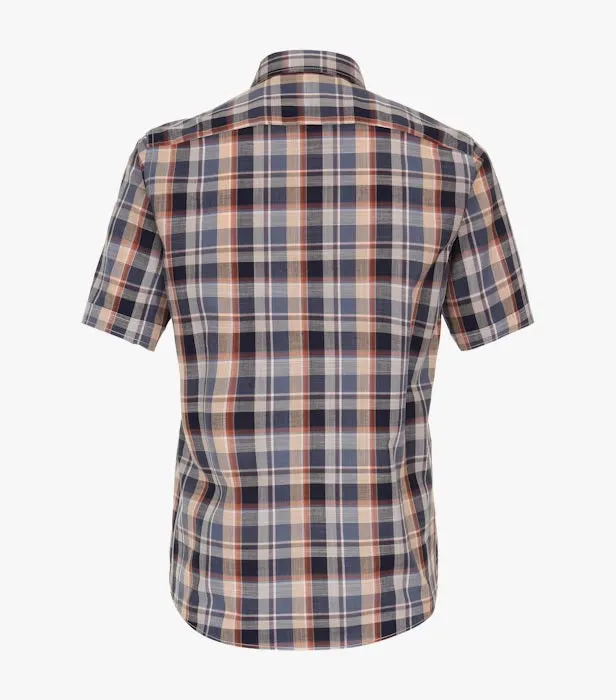Casa Moda Checkered Short Sleeve Shirt - Dark Blue