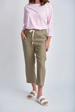 Casual Cropped Linen Pant Twig
