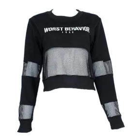 Casual Cropped Mesh Long Sleeve