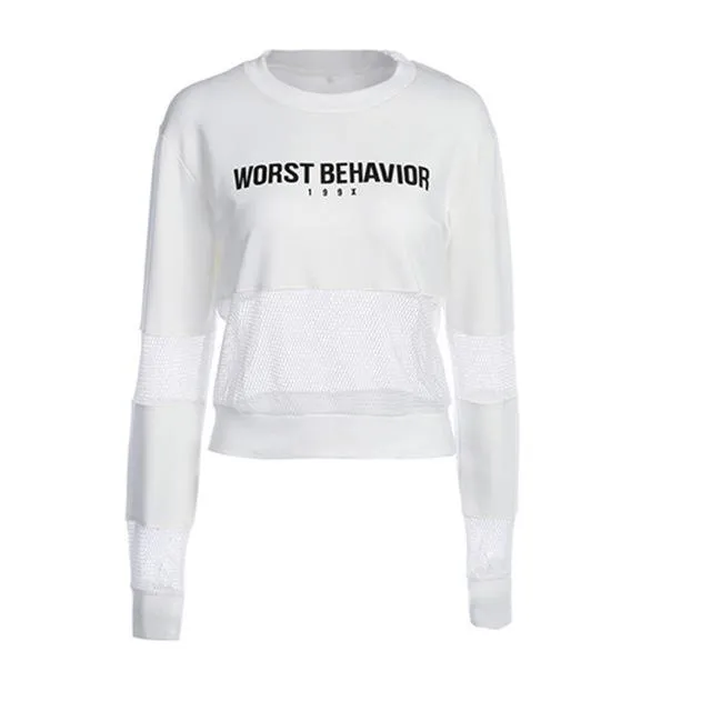 Casual Cropped Mesh Long Sleeve