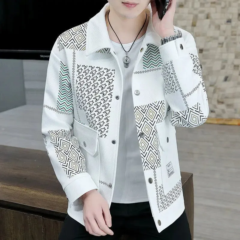 Casual Polo Collar Loose Men's Fashion Tops jacket