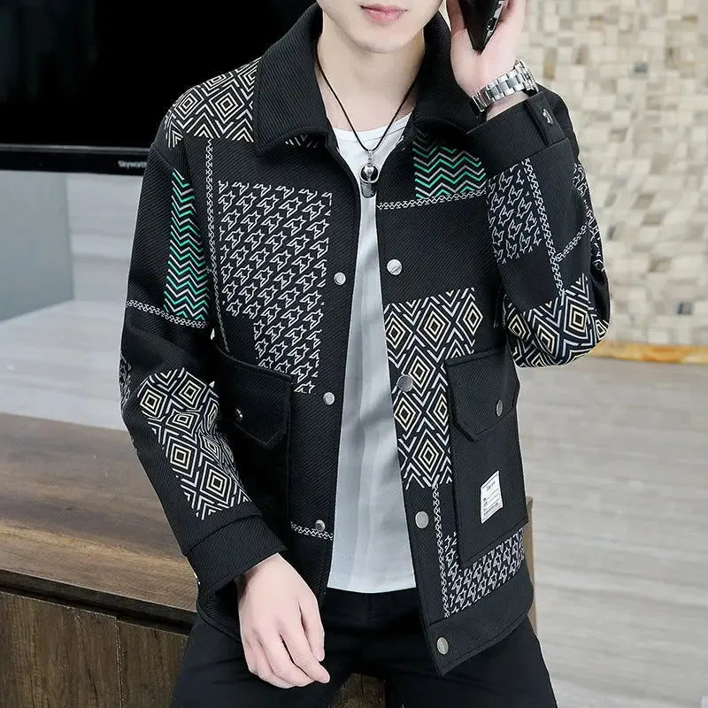 Casual Polo Collar Loose Men's Fashion Tops jacket