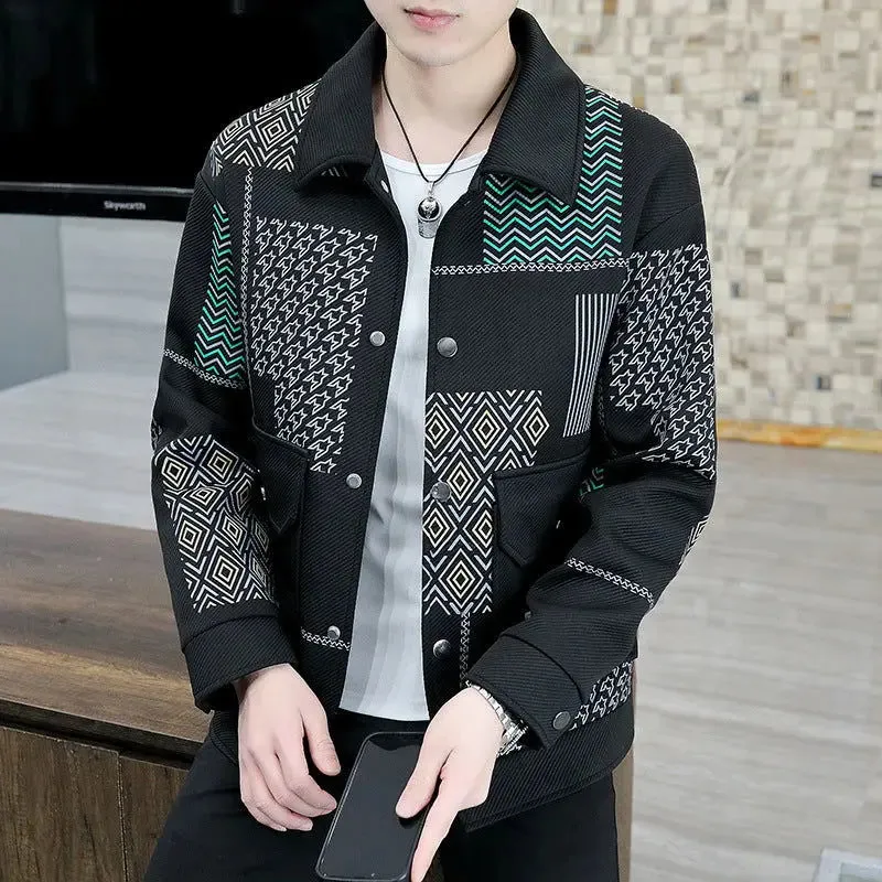 Casual Polo Collar Loose Men's Fashion Tops jacket