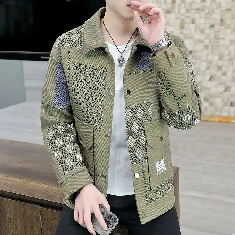 Casual Polo Collar Loose Men's Fashion Tops jacket