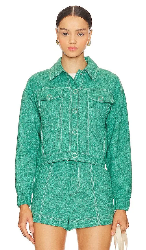 Central Park West Sammie Cropped Jacket in Green