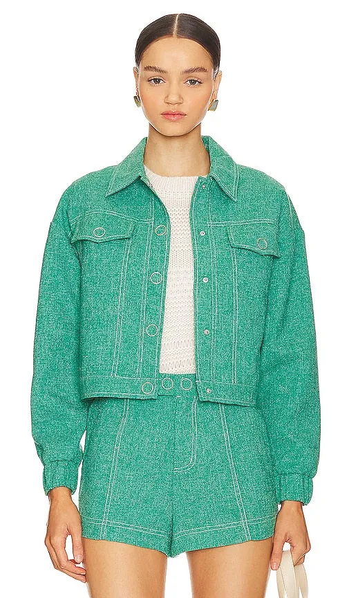 Central Park West Sammie Cropped Jacket in Green