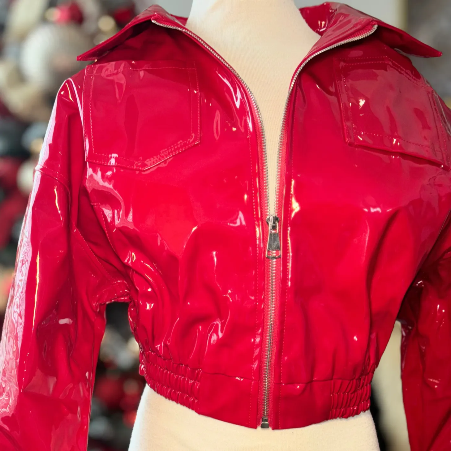 Cherry Red Stunner Cropped Jacket