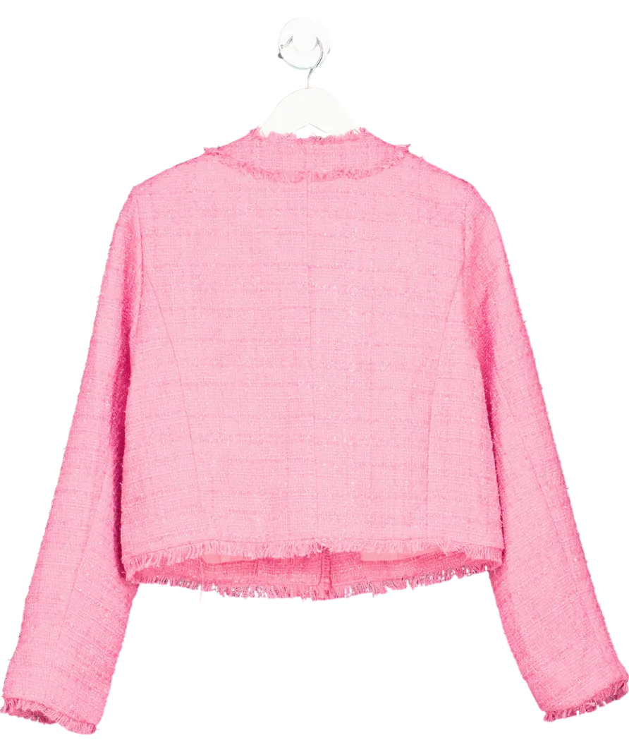 Chocklate Paris Choklate Paris Womens Pink Tweed Long Sleeve Button Front Cropped Jacket UK 14