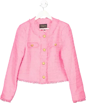 Chocklate Paris Choklate Paris Womens Pink Tweed Long Sleeve Button Front Cropped Jacket UK 14