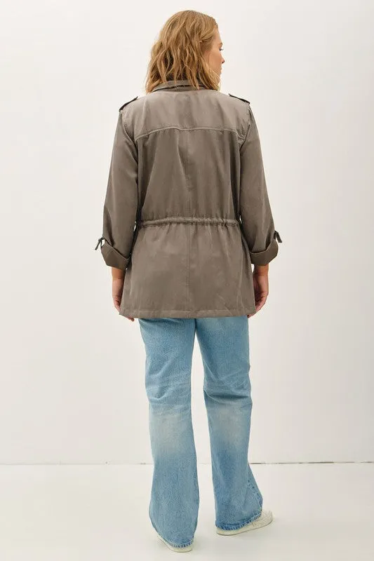 Cinch Waist Cargo Utility Jacket (Plus)