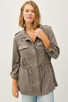 Cinch Waist Cargo Utility Jacket (Plus)