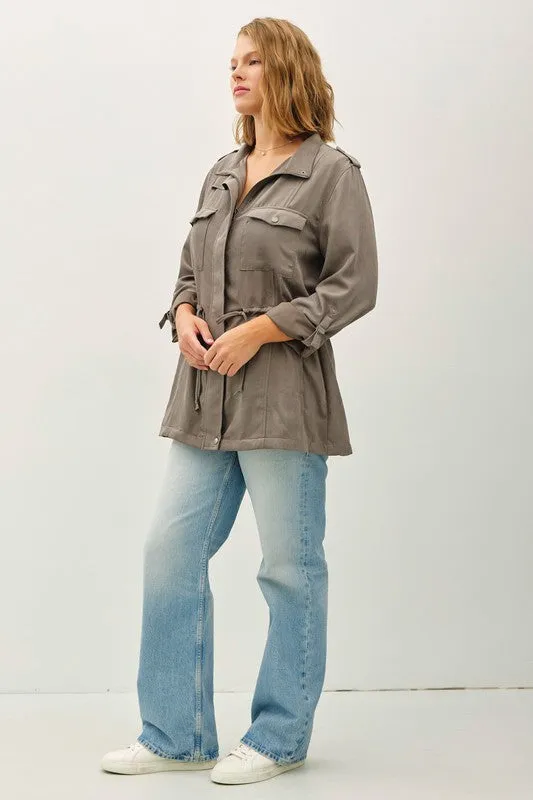 Cinch Waist Cargo Utility Jacket (Plus)