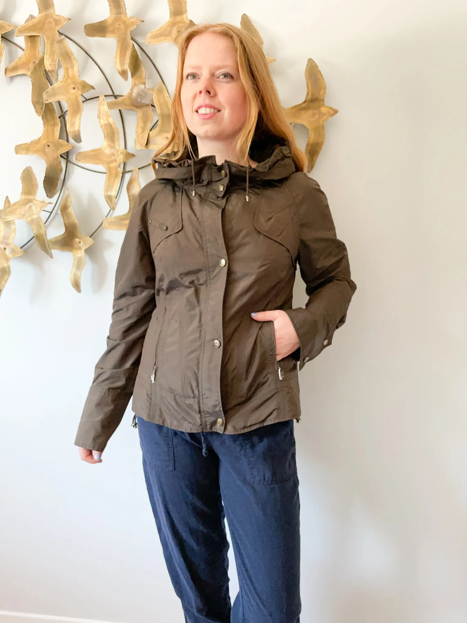Cole Haan Brown Short City Waterproof Jacket - Medium
