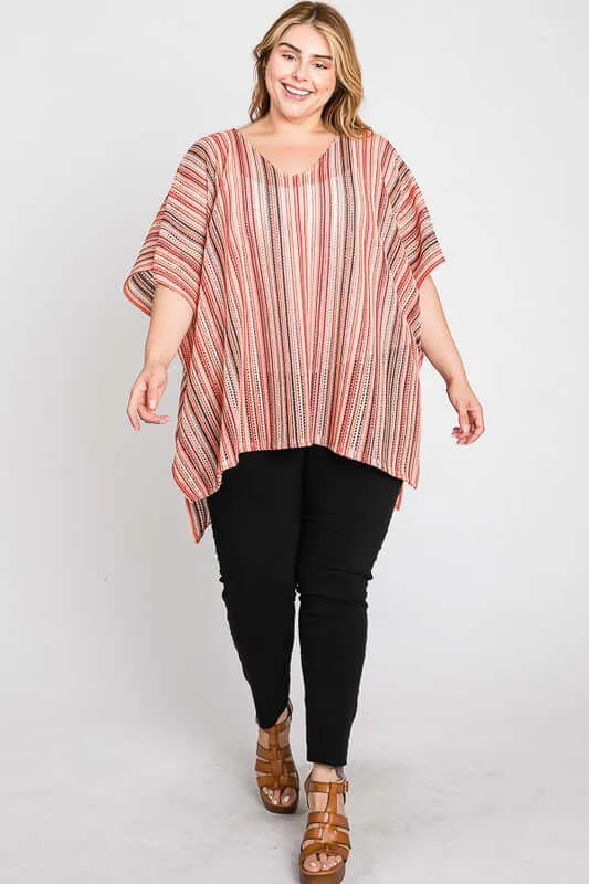 Colorful Oversized Strip Poncho