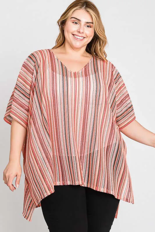 Colorful Oversized Strip Poncho