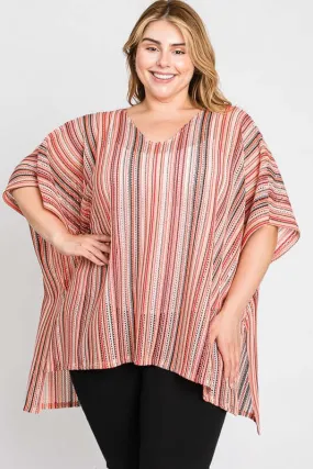 Colorful Oversized Strip Poncho