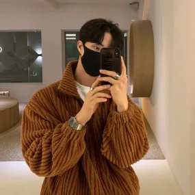 Corduroy Casual Jacket Couple Stand Collar