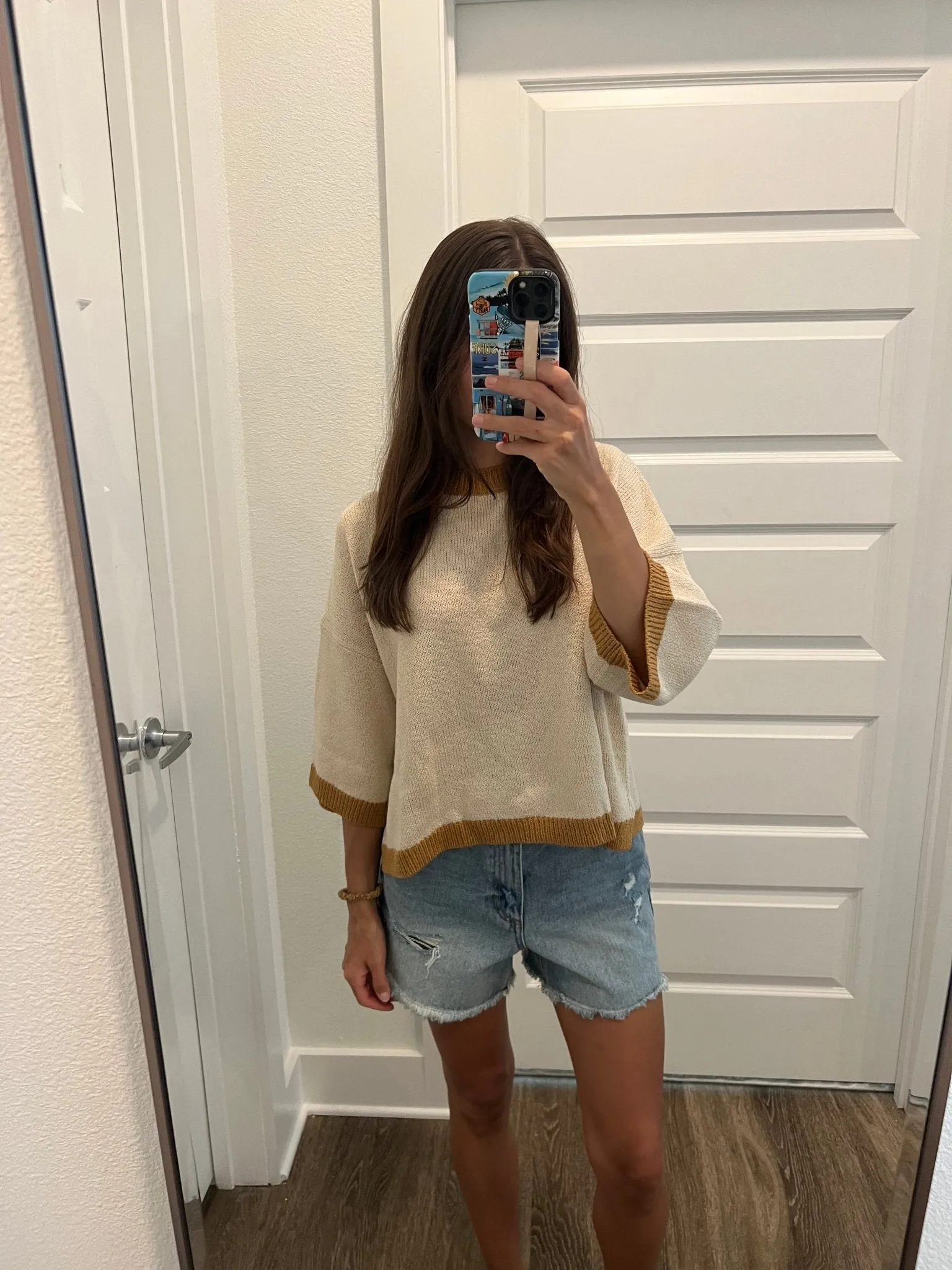 Cream Color Block Pullover Sweater - DOORBUSTER