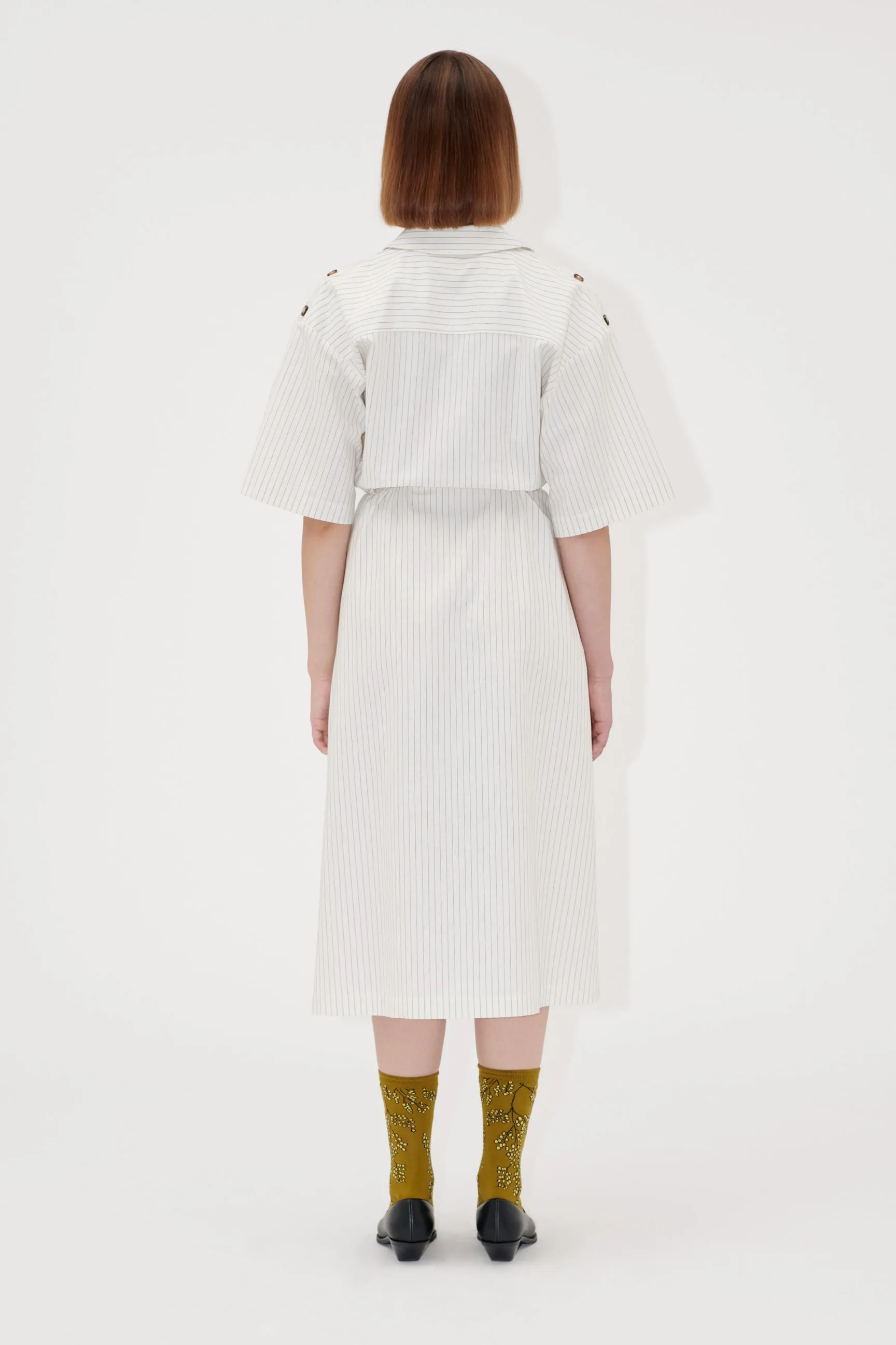 Crisp Stripe Shirting, Workwear Midi Dress