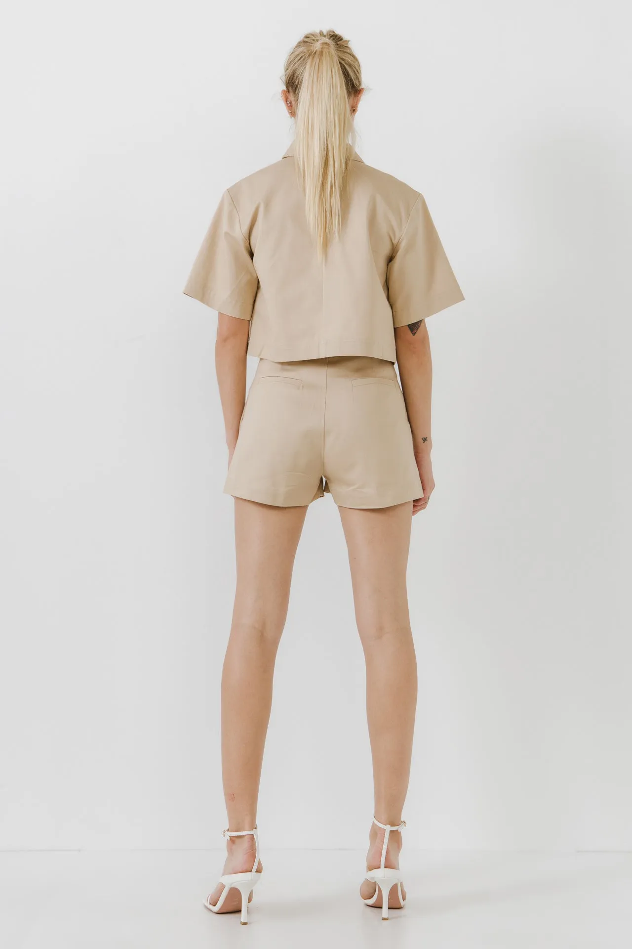 Cropped Cotton Shirts Jacket