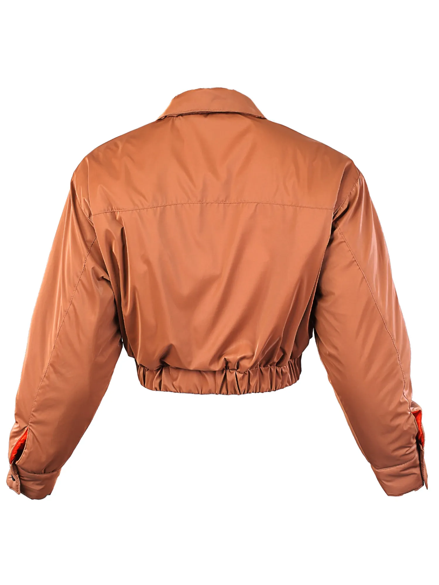 Cropped Front Two Pocket Snap Quilted Padding Bomber Jacket Black