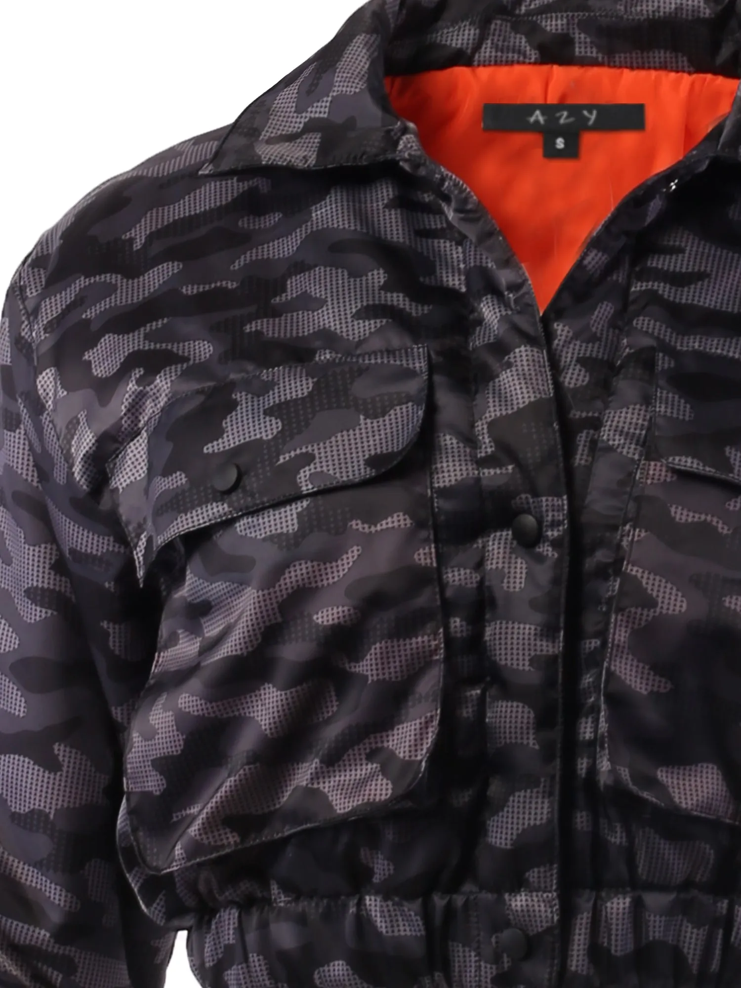 Cropped Front Two Pocket Snap Quilted Padding Bomber Jacket Black