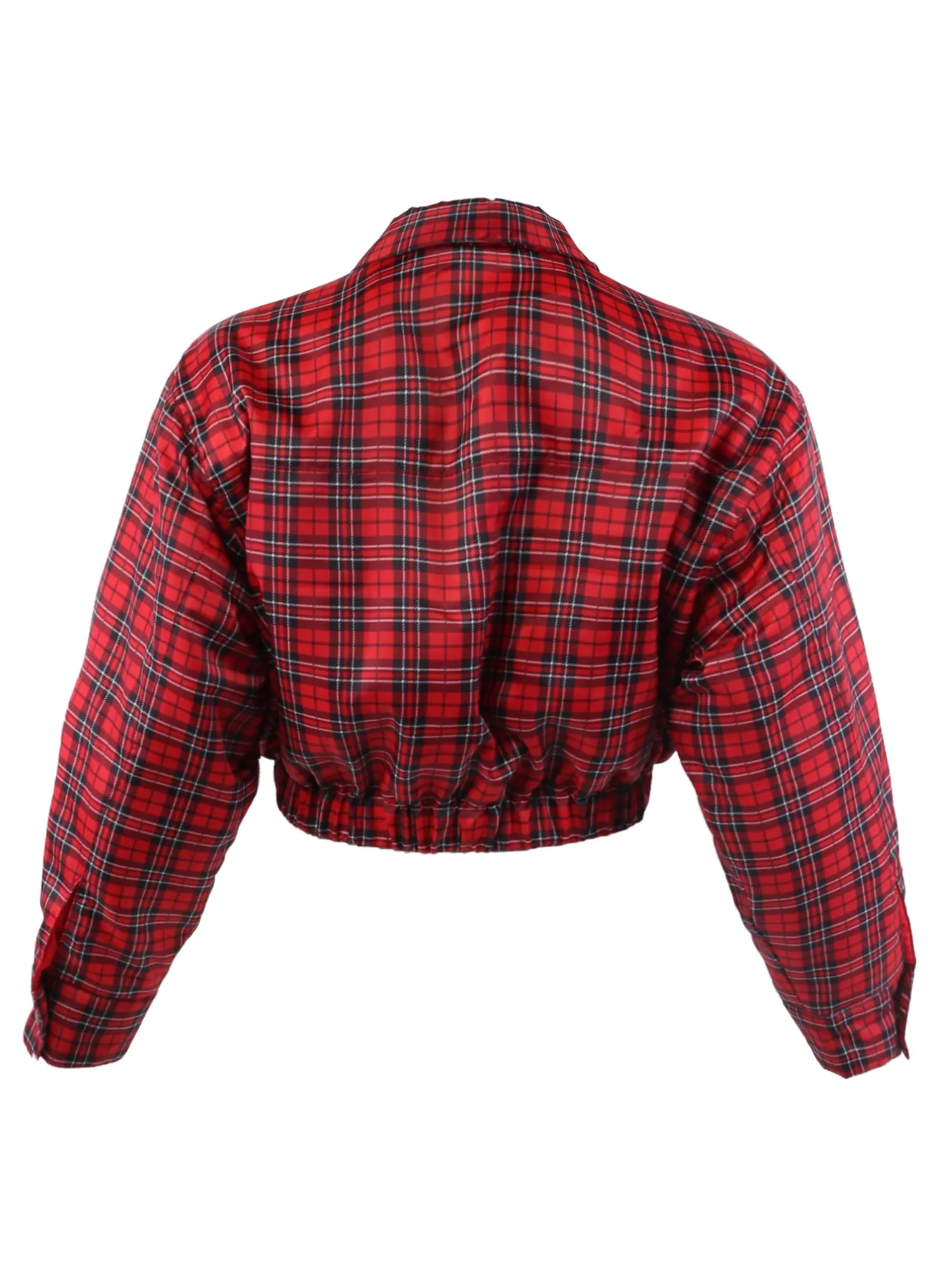 Cropped Front Two Pocket Snap Quilted Padding Bomber Jacket Black