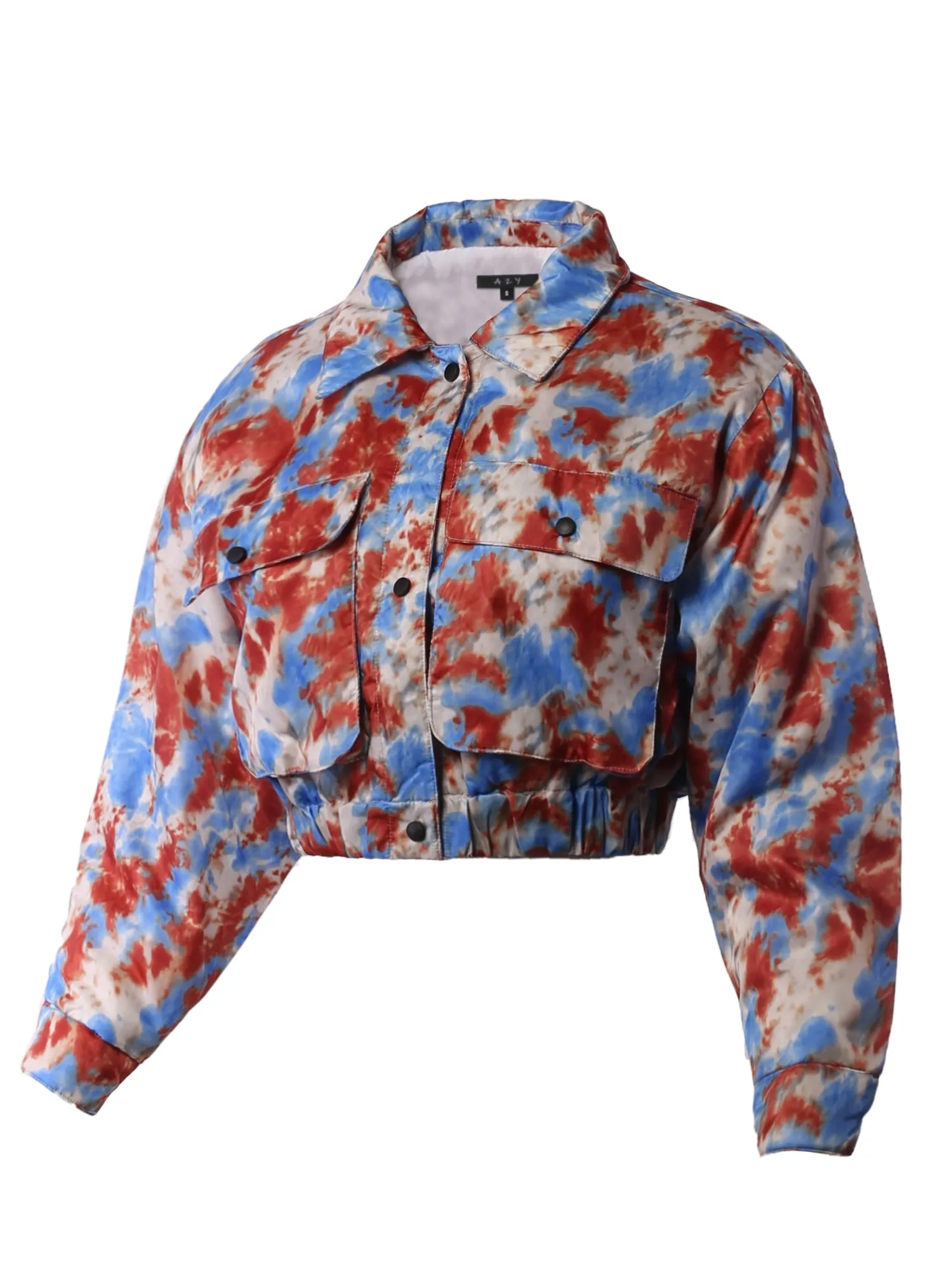 Cropped Front Two Pocket Snap Quilted Padding Bomber Jacket Black