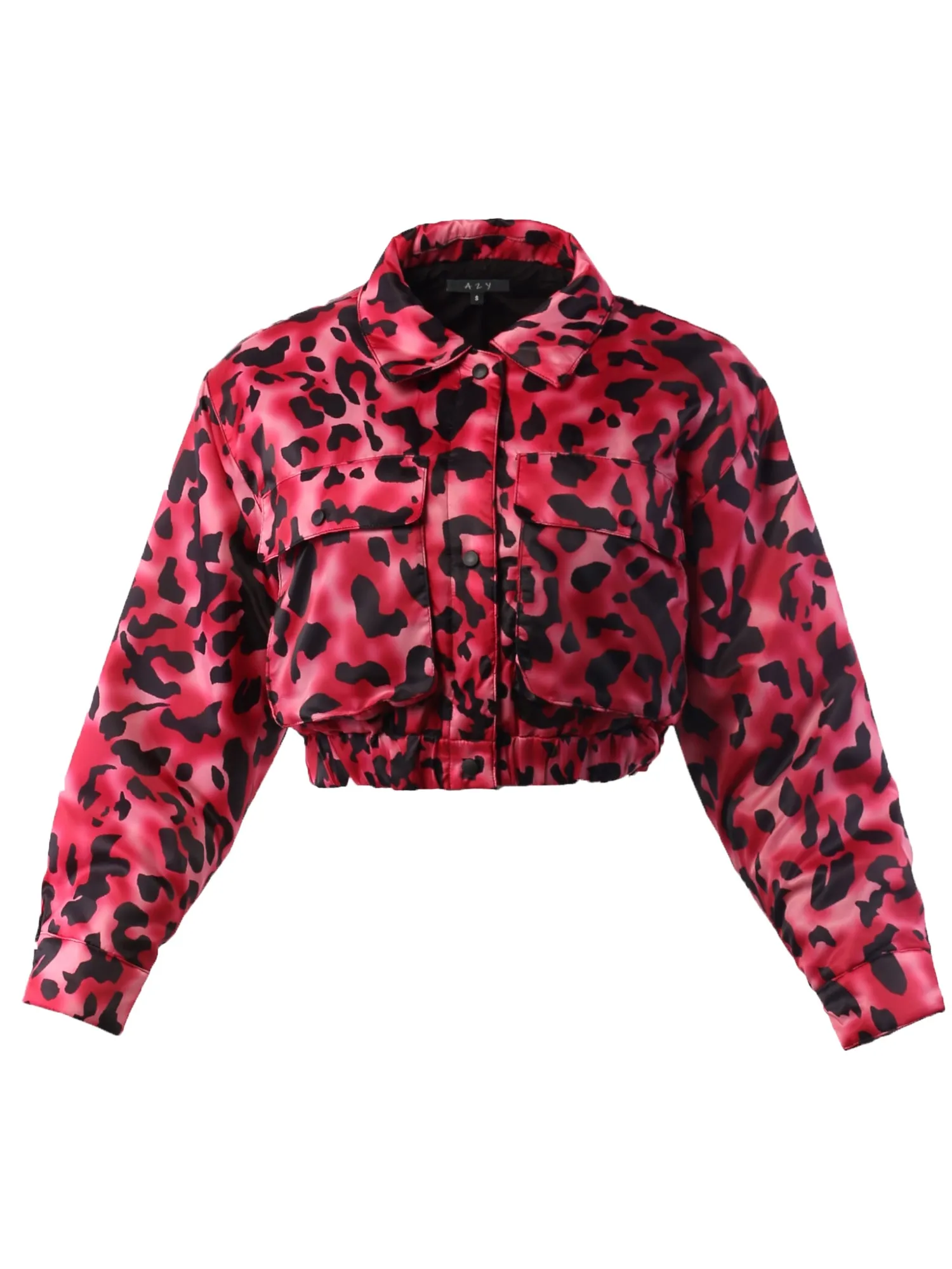Cropped Front Two Pocket Snap Quilted Padding Bomber Jacket Black