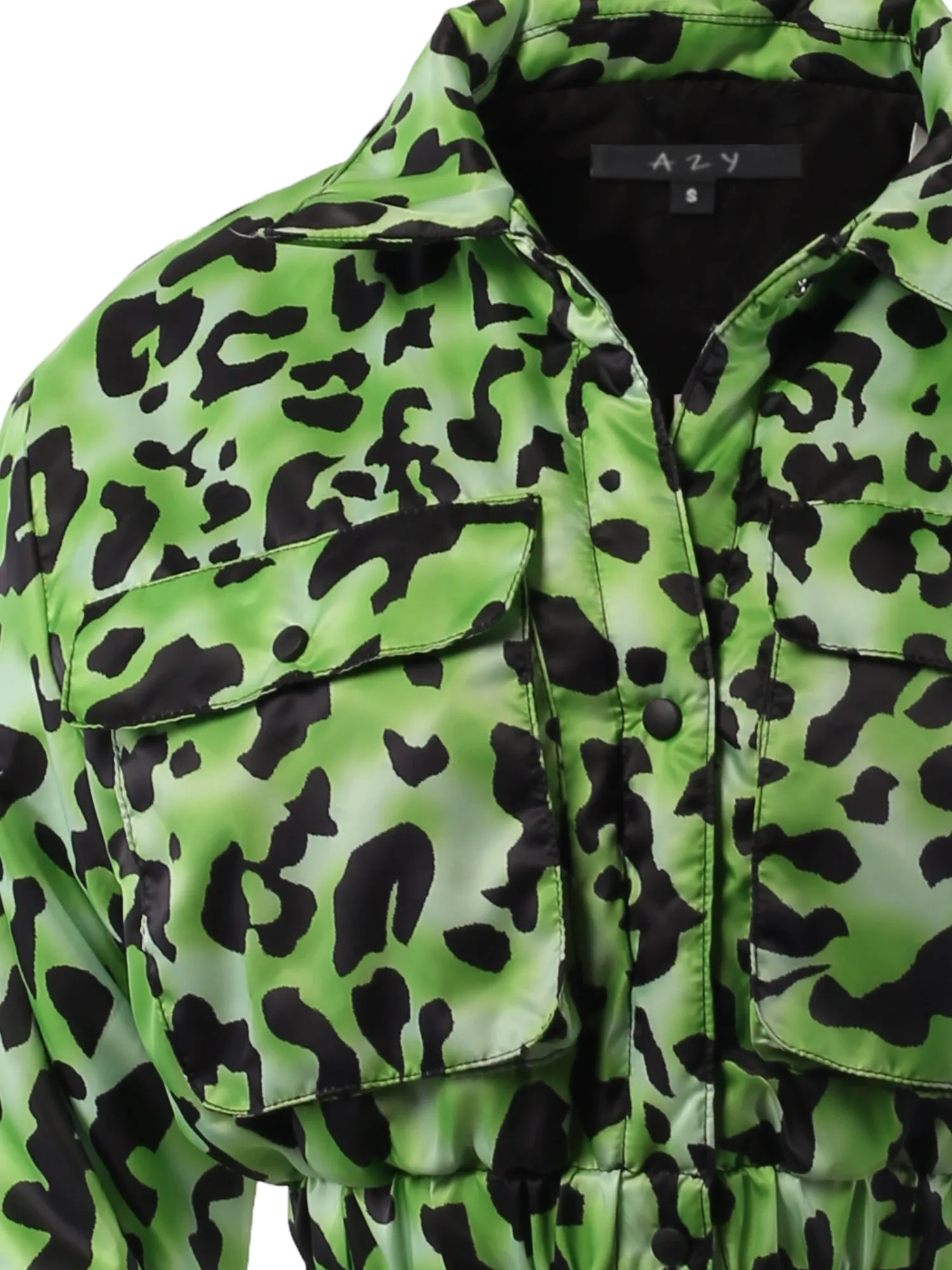 Cropped Front Two Pocket Snap Quilted Padding Bomber Jacket Black