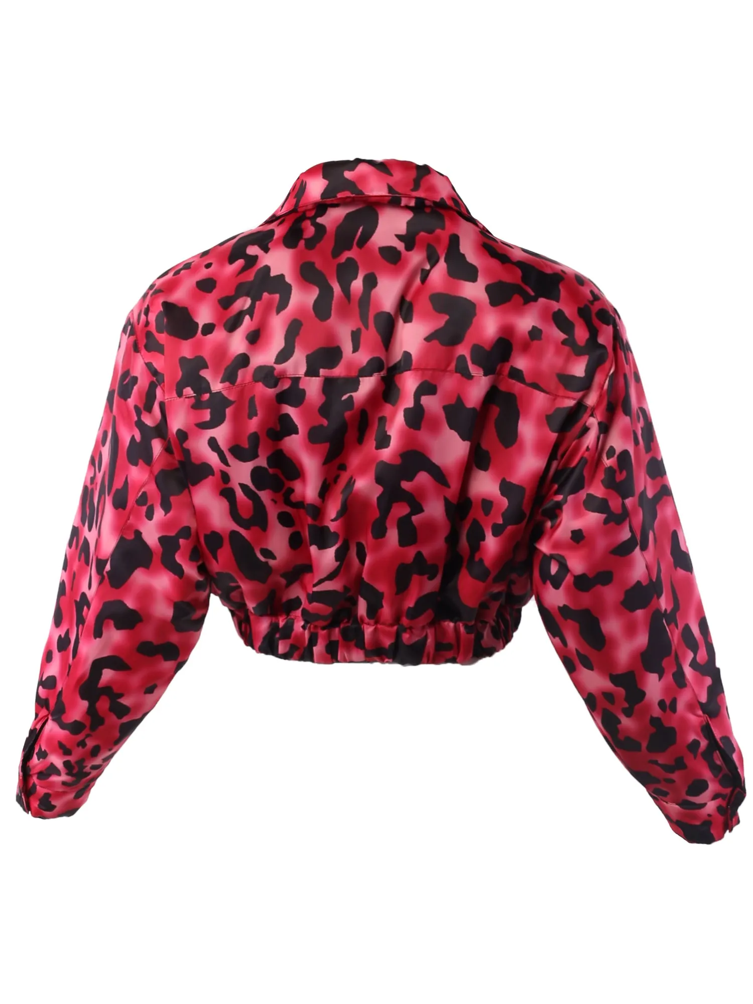 Cropped Front Two Pocket Snap Quilted Padding Bomber Jacket Black