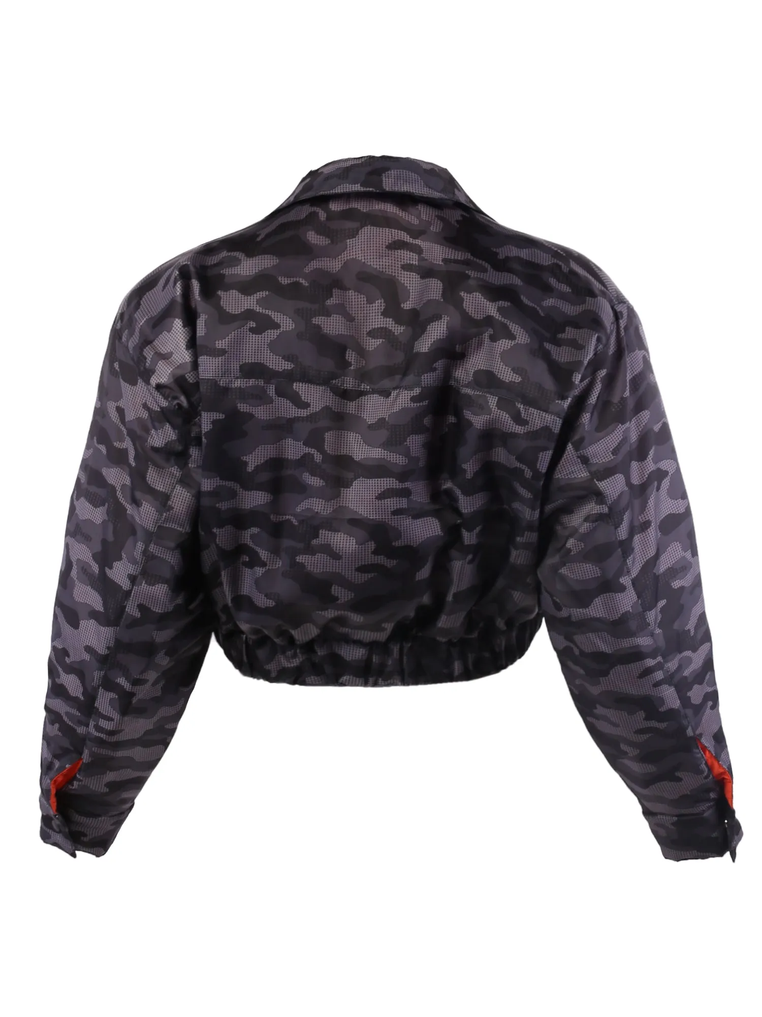 Cropped Front Two Pocket Snap Quilted Padding Bomber Jacket Black
