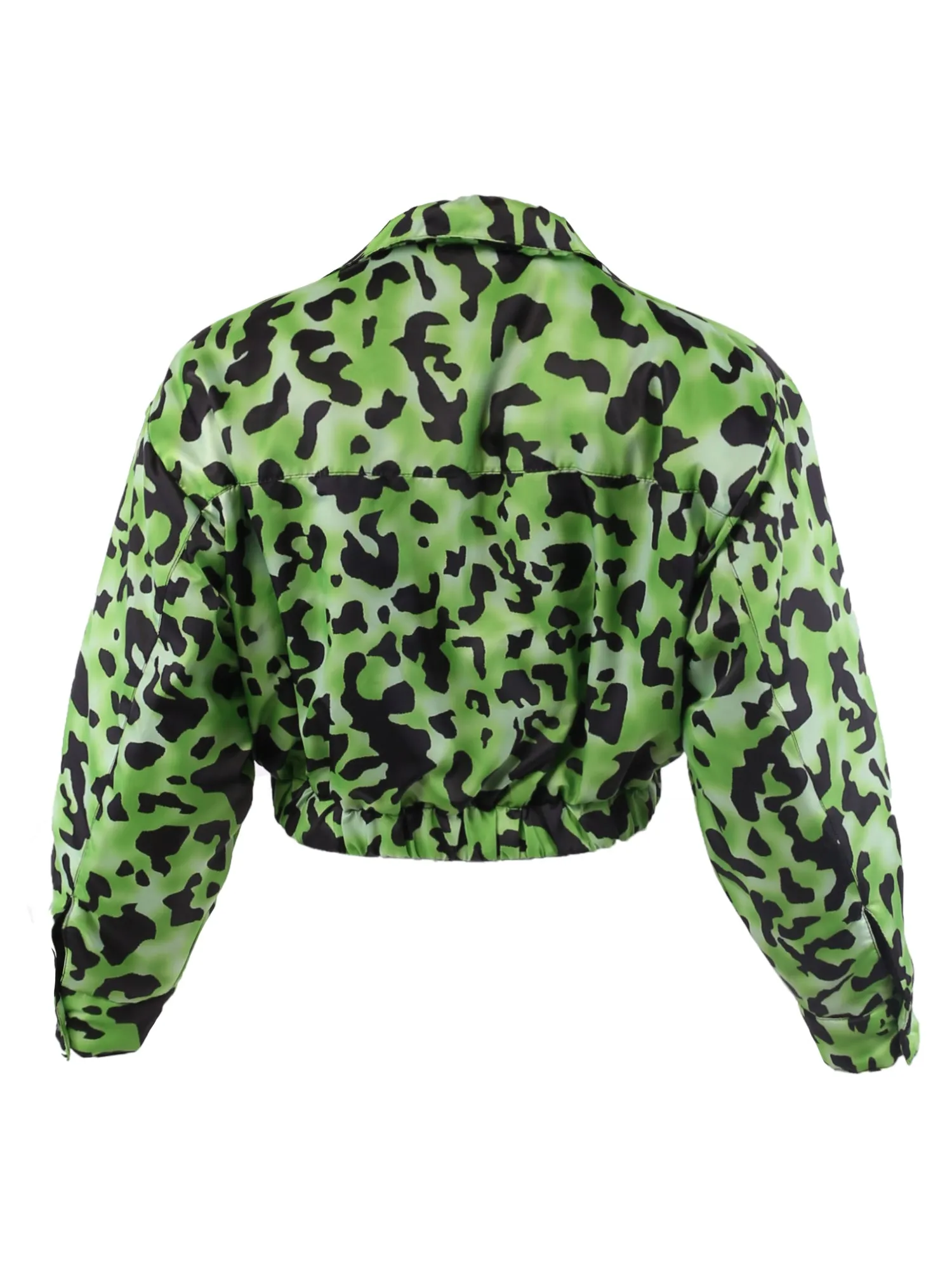 Cropped Front Two Pocket Snap Quilted Padding Bomber Jacket Black