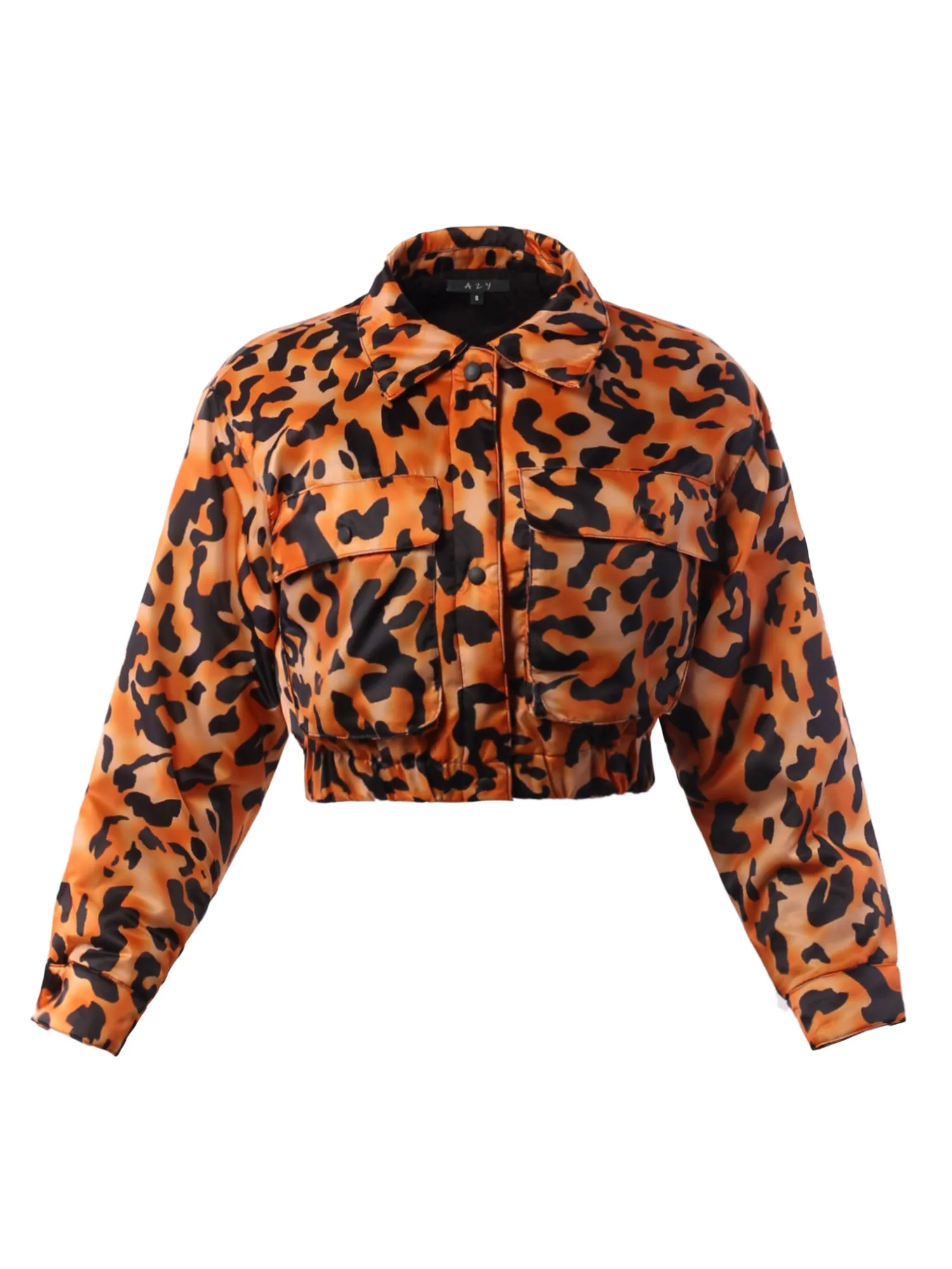 Cropped Front Two Pocket Snap Quilted Padding Bomber Jacket Black