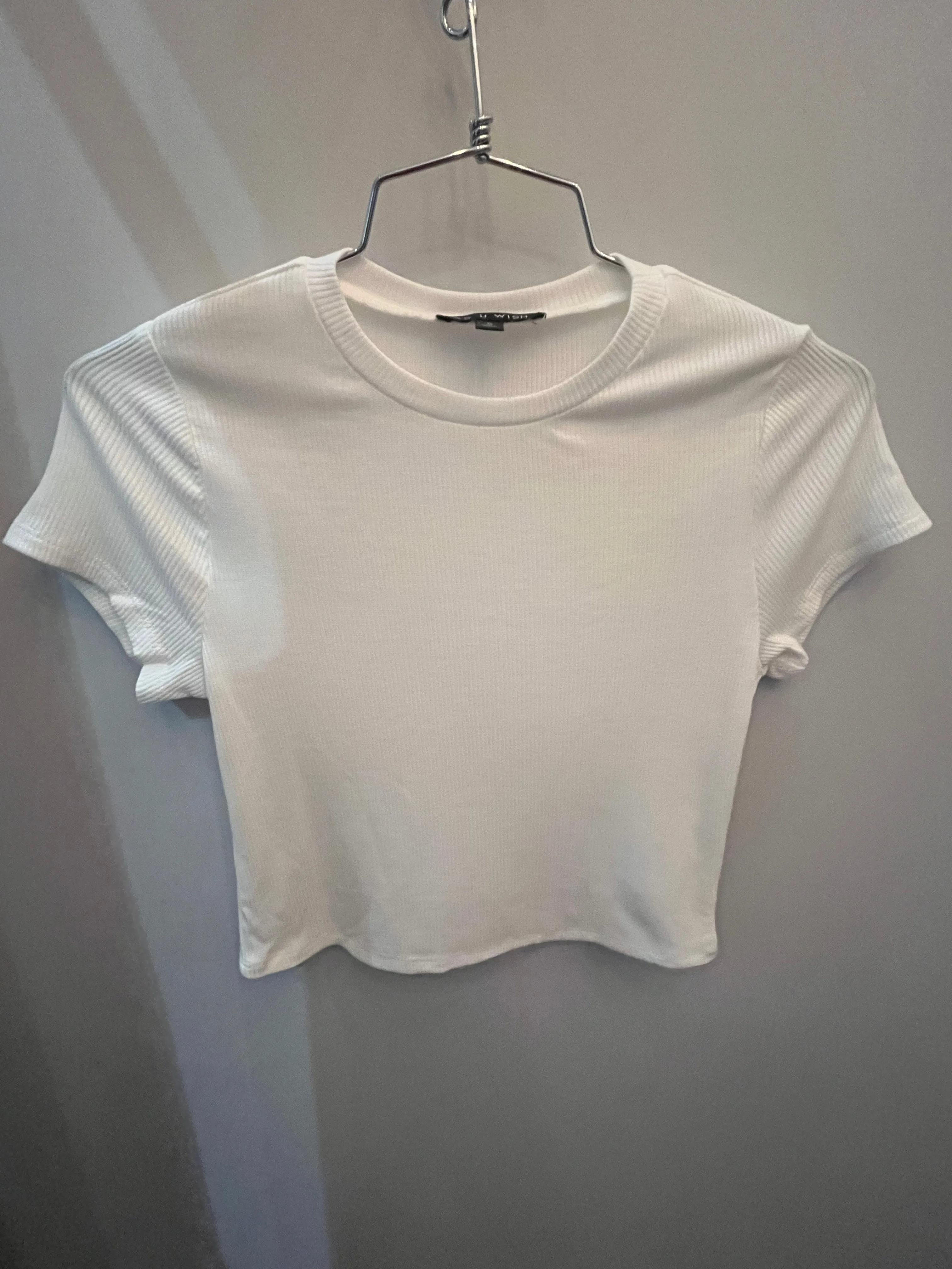 Cropped Ribbed White Tee