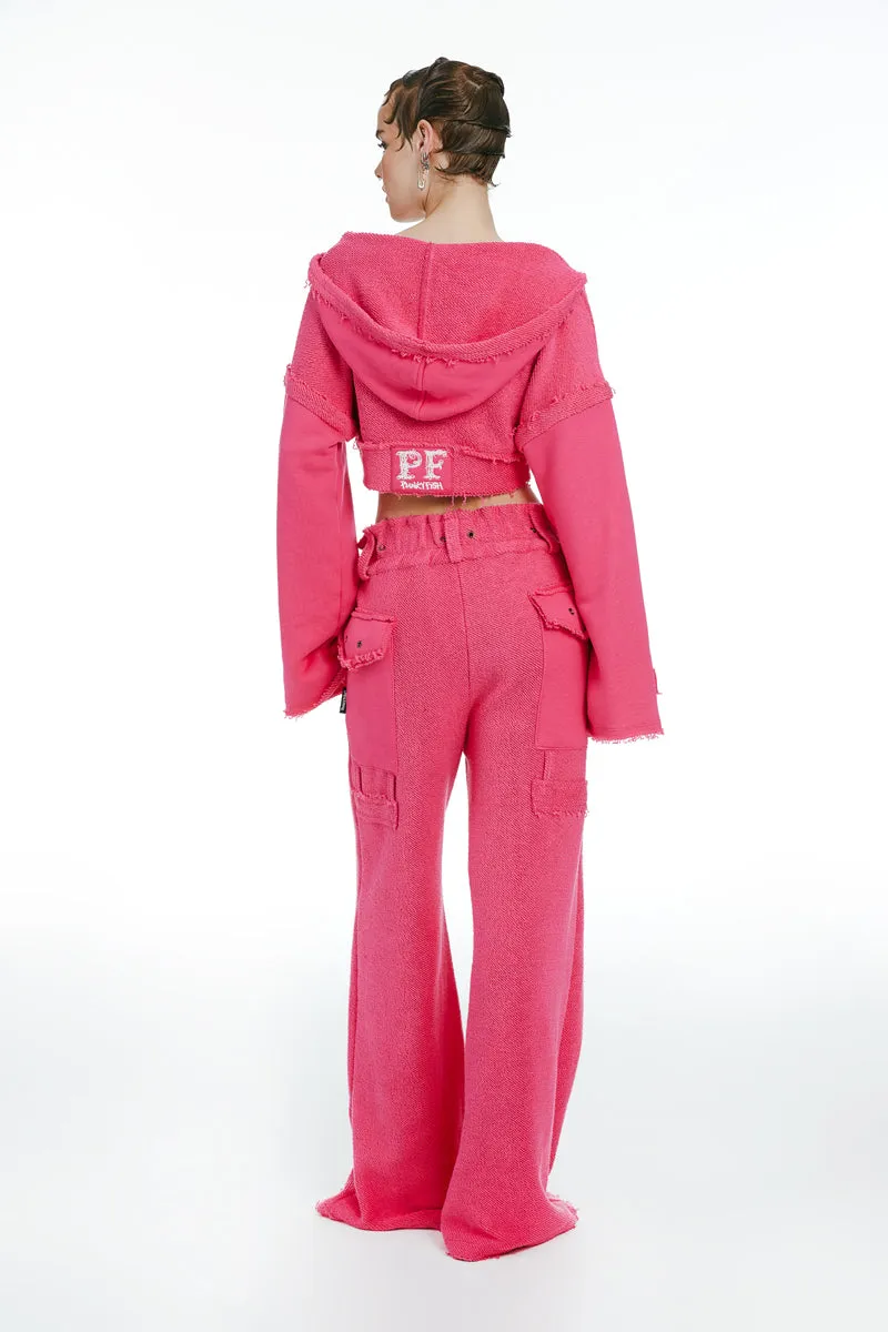 Cropped Sweatshirt With Hood Fuchsia