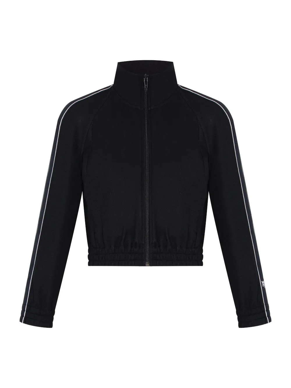 Cropped Track Jacket With Logo Tape In Pique (Black)