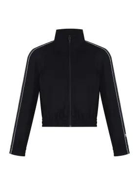 Cropped Track Jacket With Logo Tape In Pique (Black)