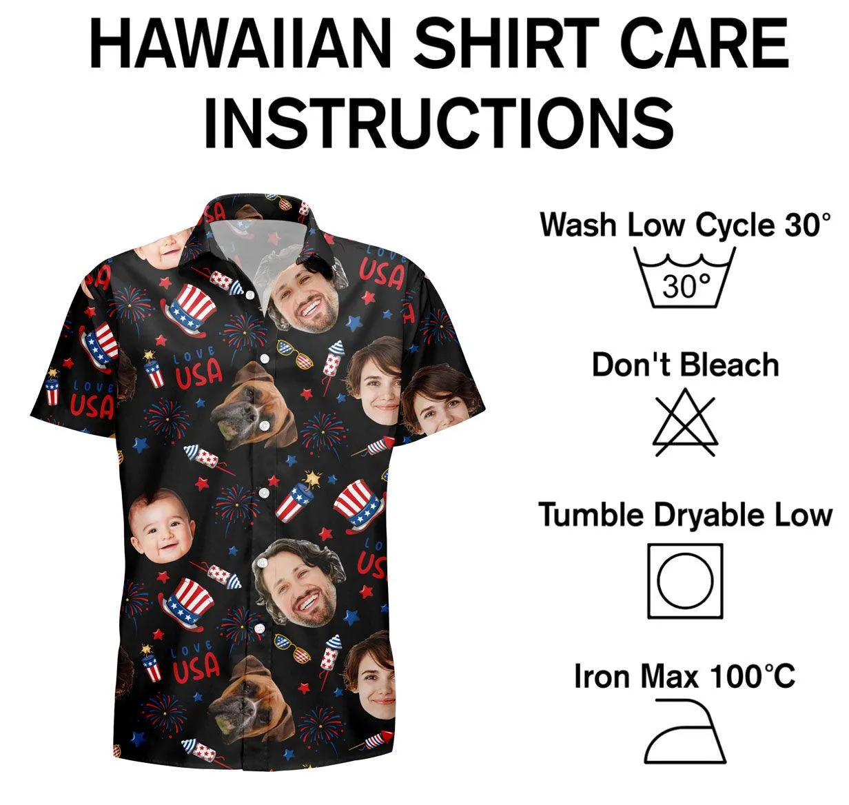 Custom Independence Day Shirt - Personalized Face Hawaiian Shirt - America Flag Hawaiian Shirt - Customize 4th of July Gift