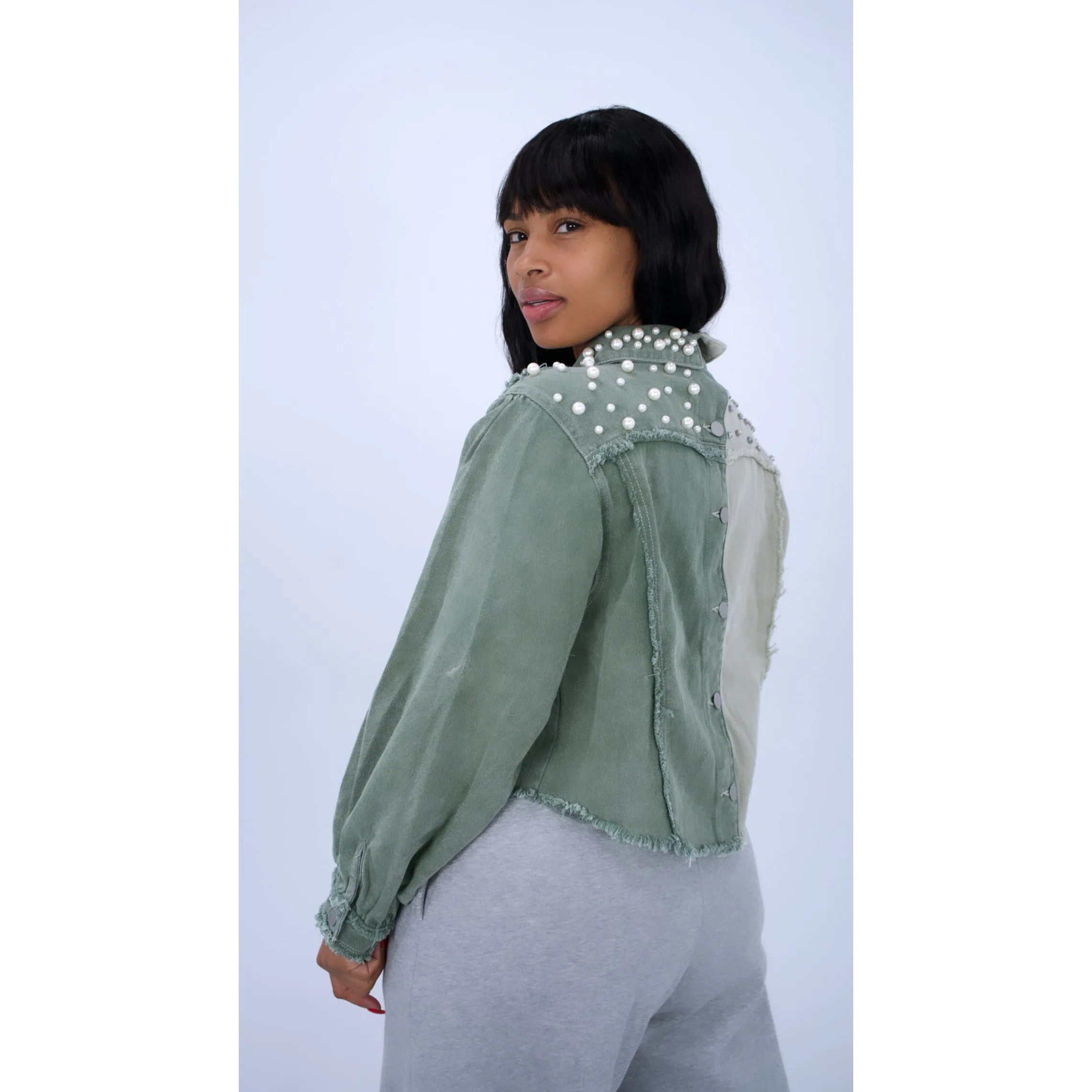 Diamonds and Pearls cropped blouson jacket