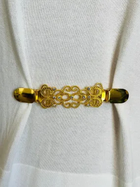 Dress Clips Rhinestone Waist Clip Cardigan Clip Yellow Gold Sweater Clip Cinch Clip Dress Clip Fastener Birthday Gift for Mom Gift for Her