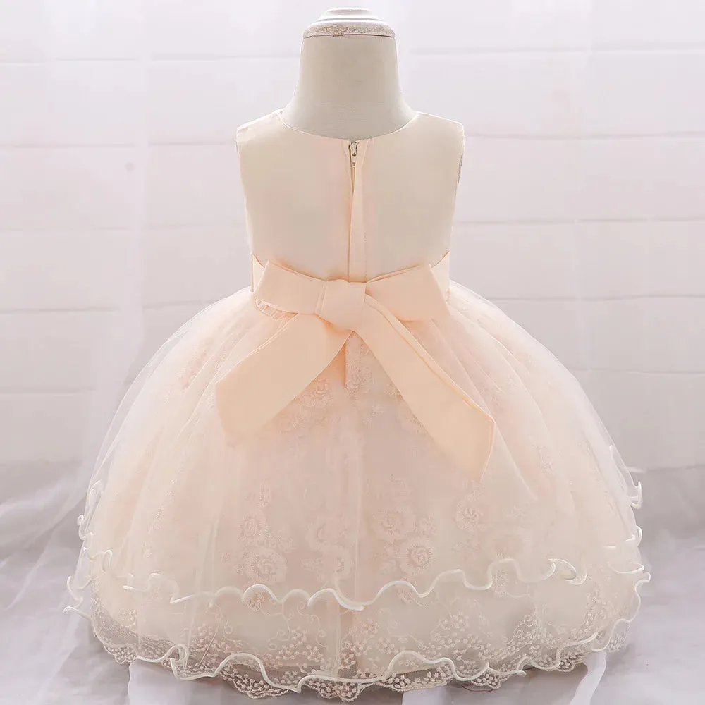 Elegant Pearl Bow Dress