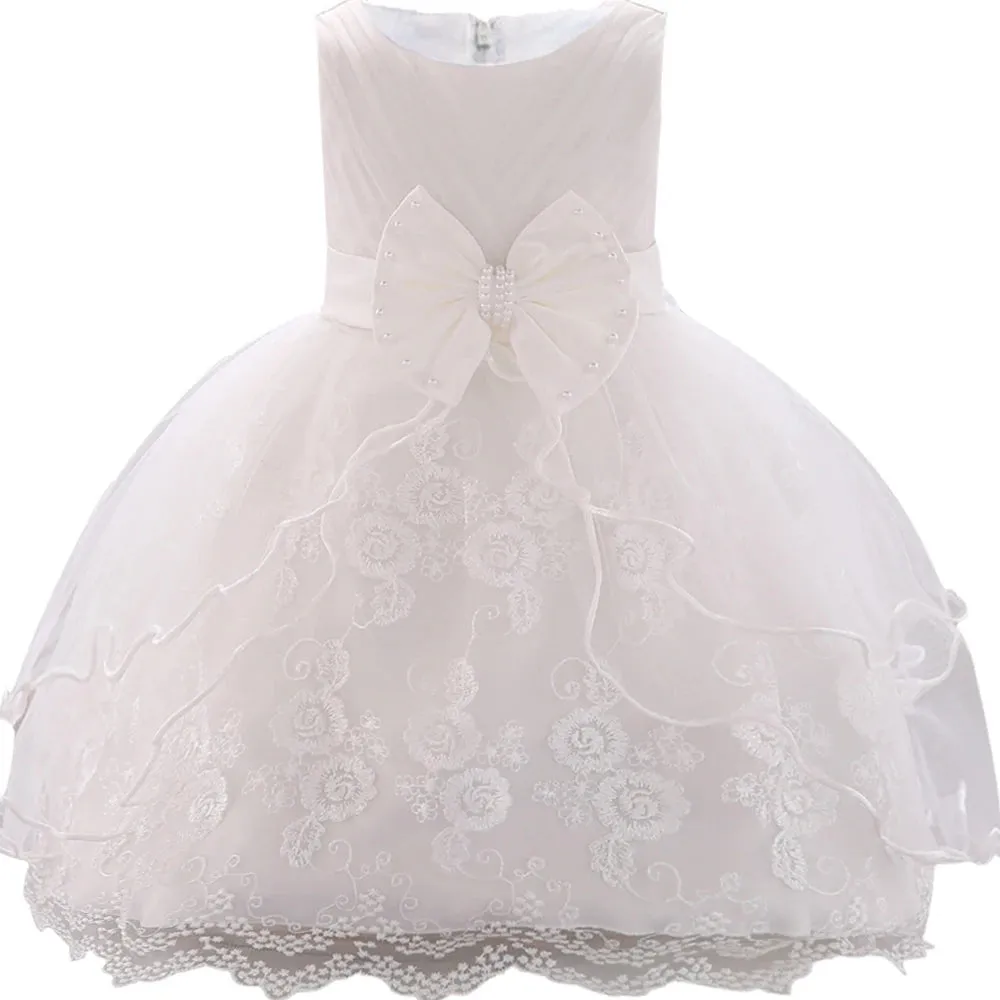 Elegant Pearl Bow Dress