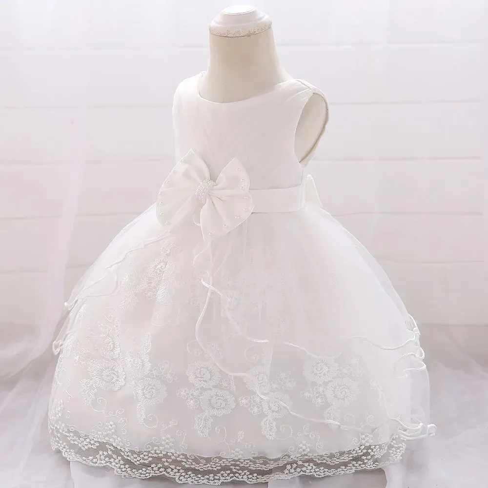 Elegant Pearl Bow Dress
