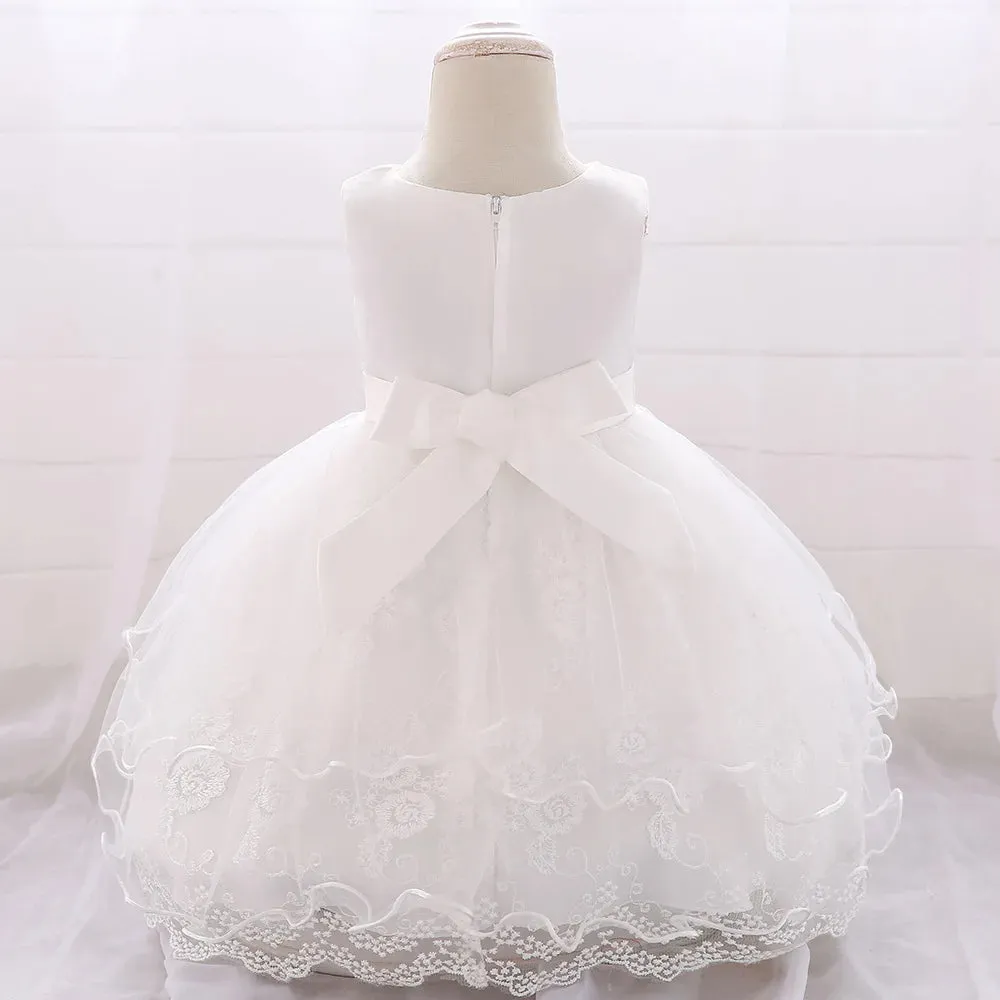 Elegant Pearl Bow Dress