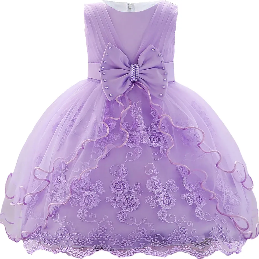 Elegant Pearl Bow Dress