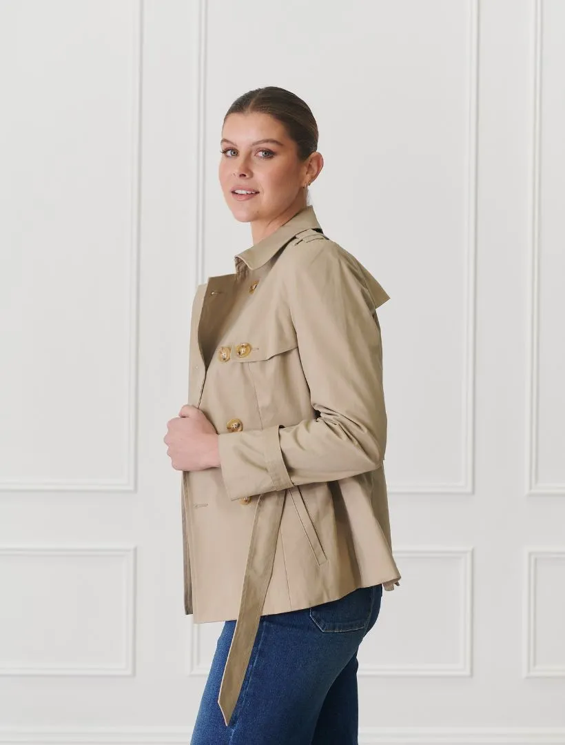 Ella Cropped Trench Coat Stone