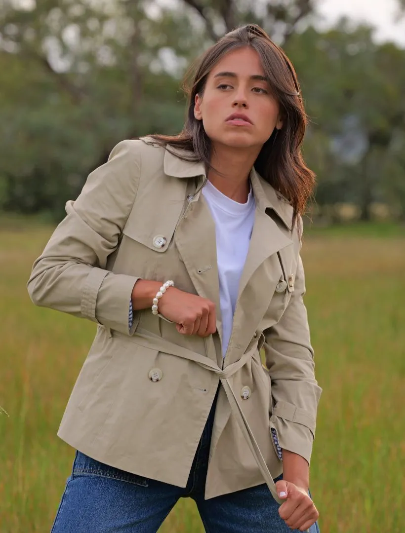 Ella Cropped Trench Coat Stone